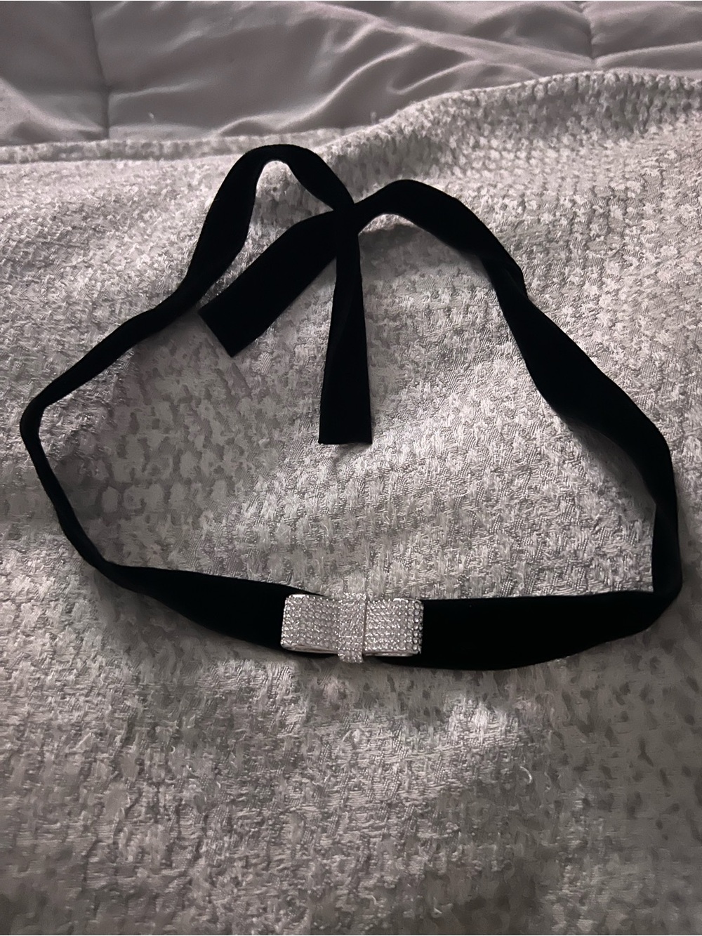 Black Swaroski    Velvet Choker with Crystal Bow Accent